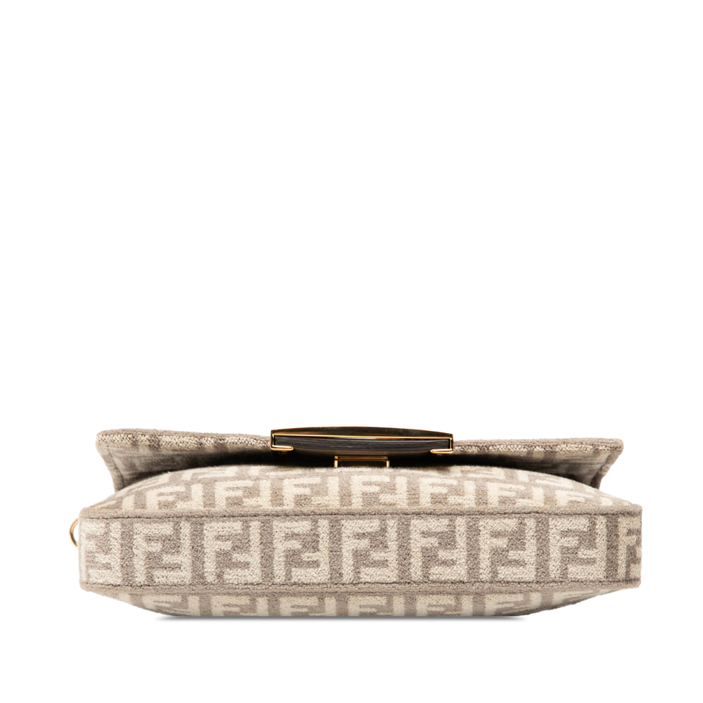 Pre-Loved Fendi Zucchino Velvet Baguette Phone Pouch Satchel - Picture 3 of 7